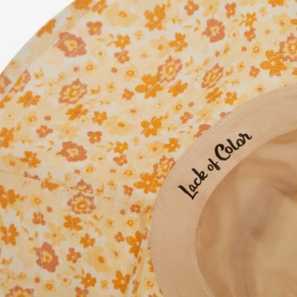 NIB LACK OF COLOR Holiday Bucket Hat Peach Bloom Floral Print S/M Retail $125.00 main image 8